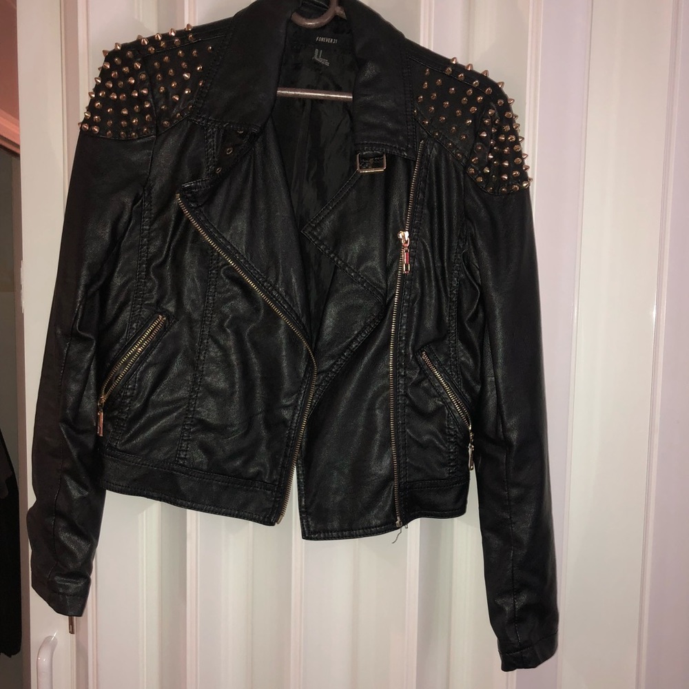 Studded Gold Leather Jacket
